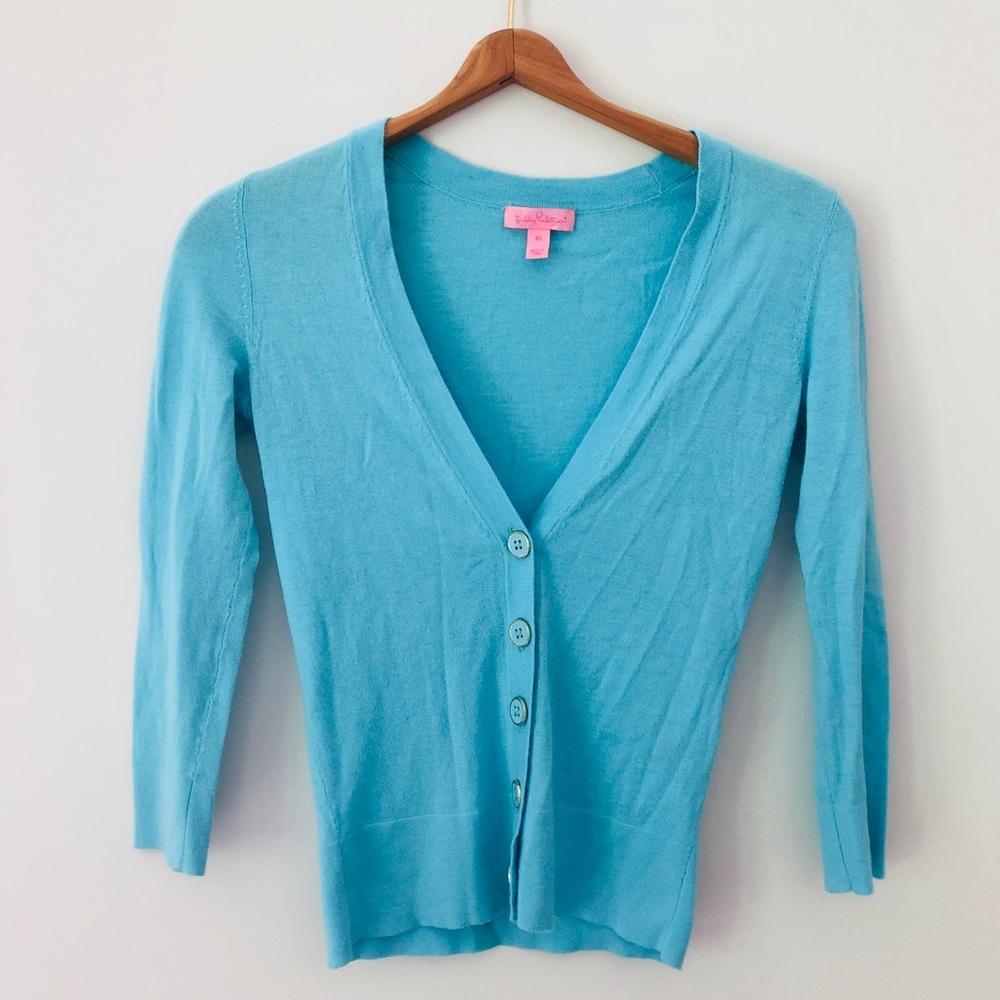 Lilly Pulitzer Aqua Cardigan Sweater